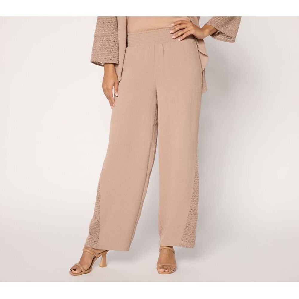 Susan Graver Women's Pants Sz M Make Your Selection: Weekend Woven Brown